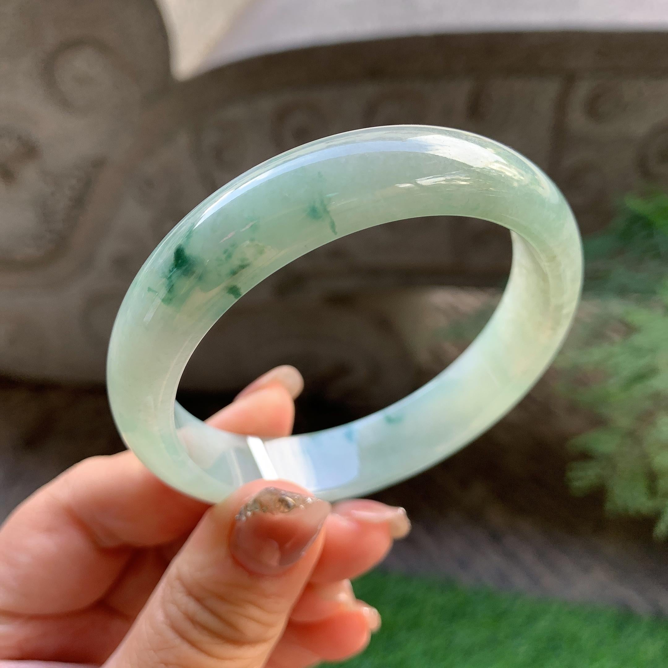 细糯种飘花平安镯（56mm）（yc293326）