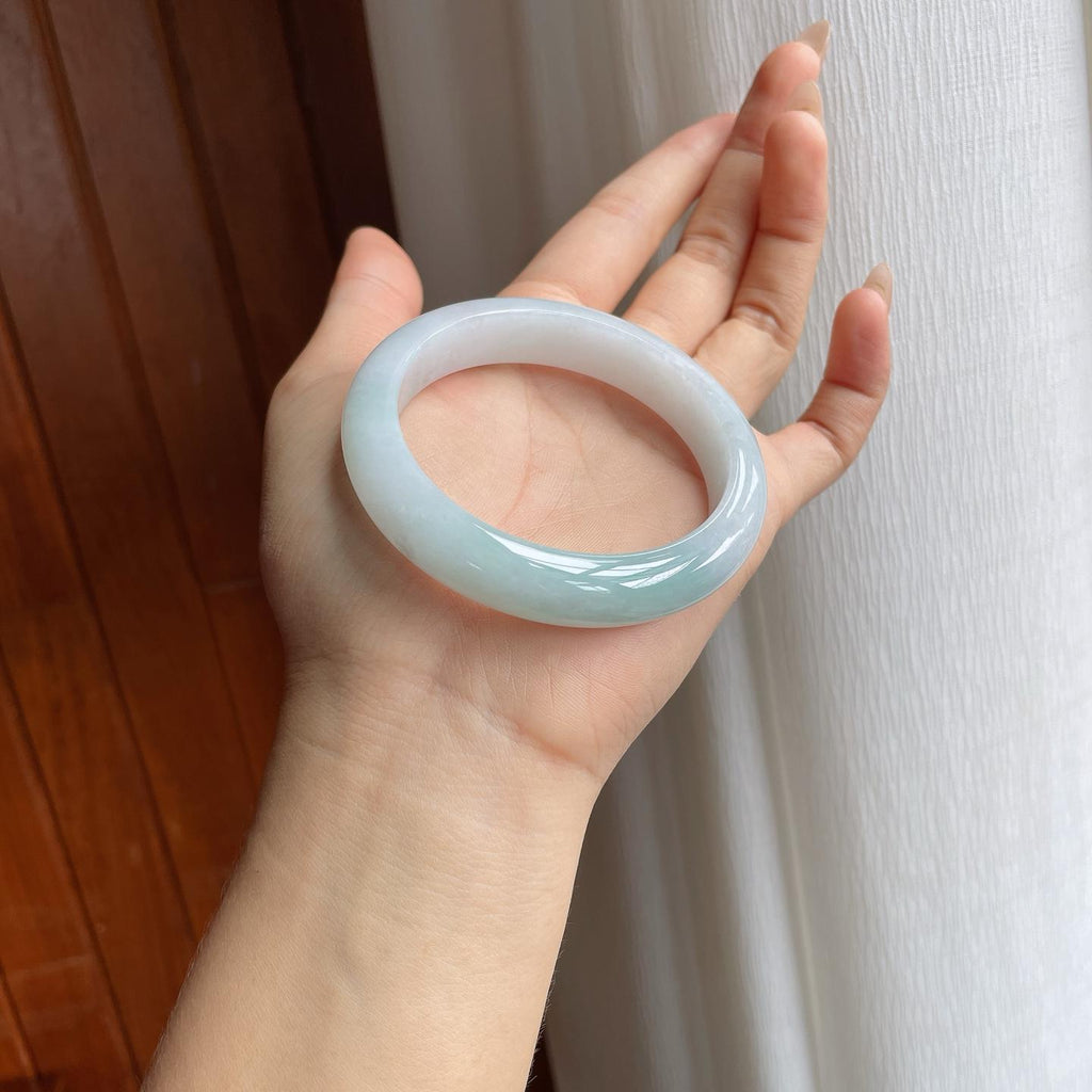 糯种带色翡翠平安镯（56.2mm）（yc240462）