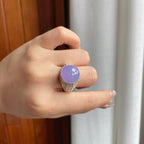 铜托冰种紫罗兰翡翠蛋面一套（yc186006）