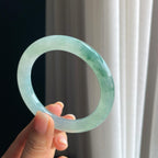 冰种飘花圆条翡翠手镯（56.6mm）（yc389491）