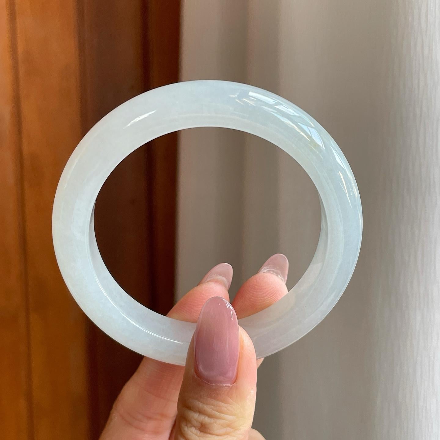 糯冰白月光翡翠平安镯（55.5mm）（yc284960）