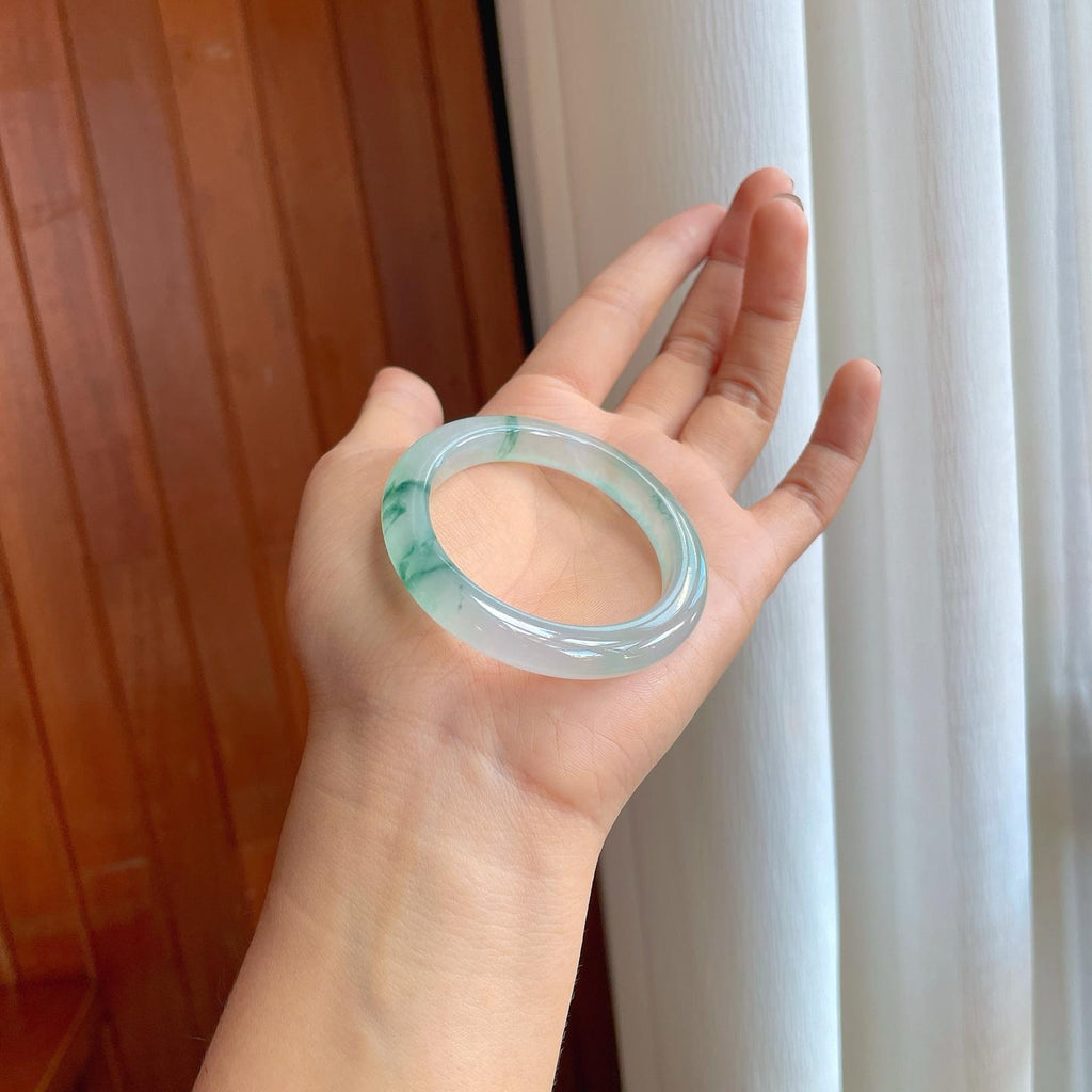 冰种飘花翡翠贵妃镯（53mm）（yc274639）