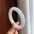 Vòng tay ngọc phỉ thúy trắng tròn đều bình an chất ngọc mịn ánh trăng 56 - Ngọc phỉ thúy tự nhiên loại A Myanmar (yc450383)