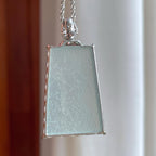 18k金镶冰种晴底雪花棉翡翠无事牌（yc263555）