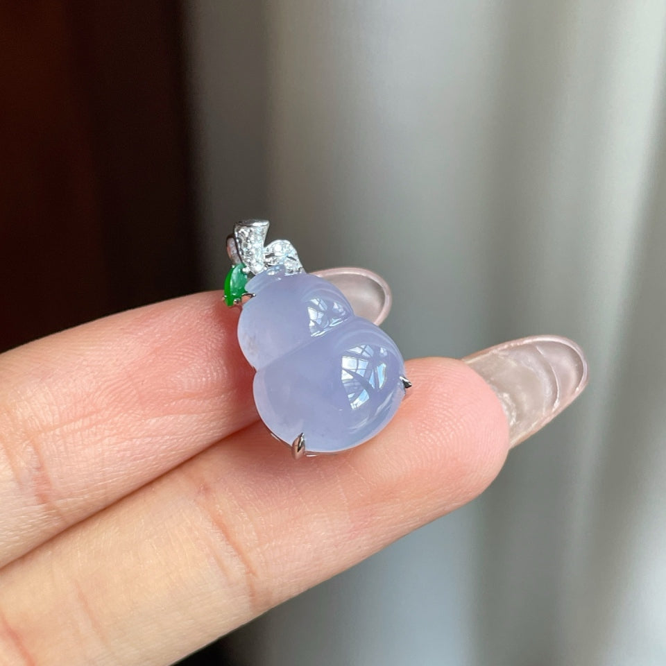 18k金钻镶冰种紫罗兰翡翠葫芦挂件（yc174958）