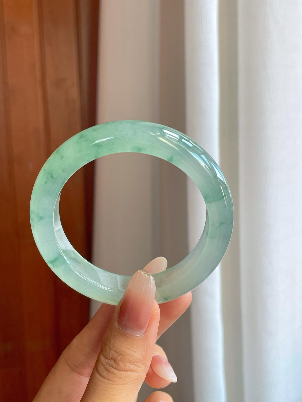 冰种飘花翡翠平安镯（54.8mm）（yc268248）