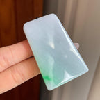 糯冰带绿翡翠无事牌（yc269019）