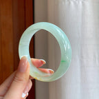 糯冰黄翡宽版翡翠平安镯（58mm)（yc376690）