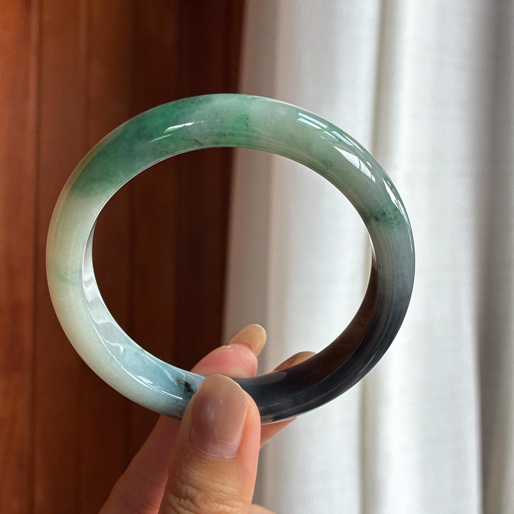 细糯冰特色乌鸡翡翠平安镯 61圈（yc428516）