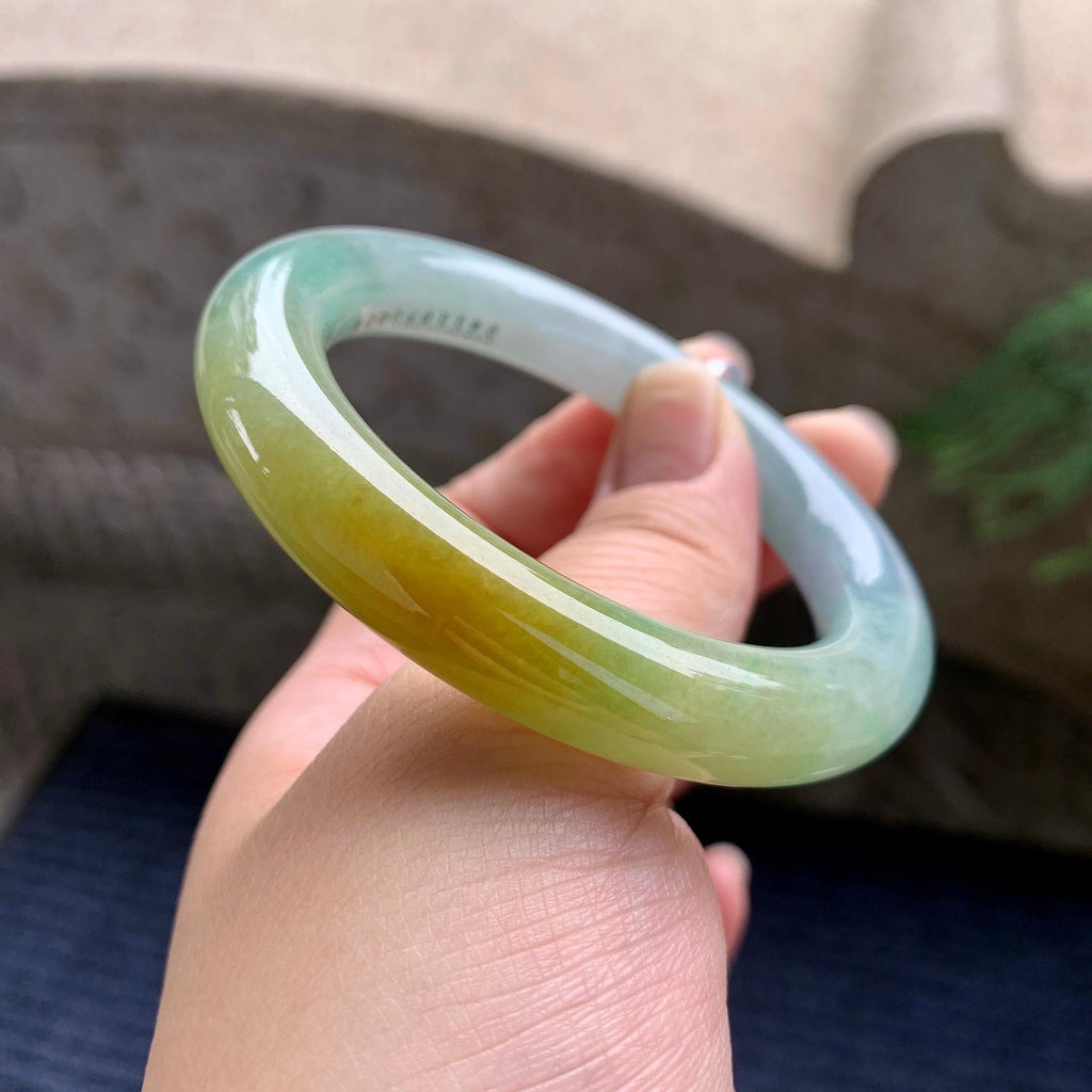 细糯种黄翡圆条手镯（53.3mm）（yc267224）