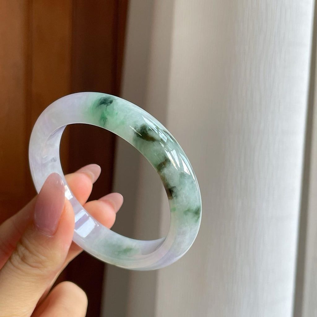 糯冰飘花翡翠平安镯（51.8mm）（yc286507）
