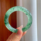 冰种飘花翡翠圆条手镯（56mm）（yc312989）