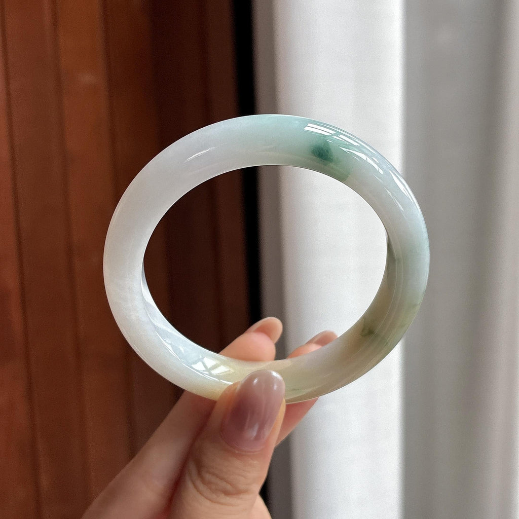 糯冰黄翡飘花正圈平安镯 54圈（yc708851）