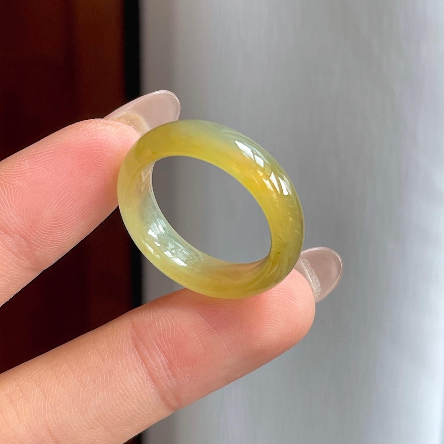 糯冰黄翡翡翠戒圈（yc246169）