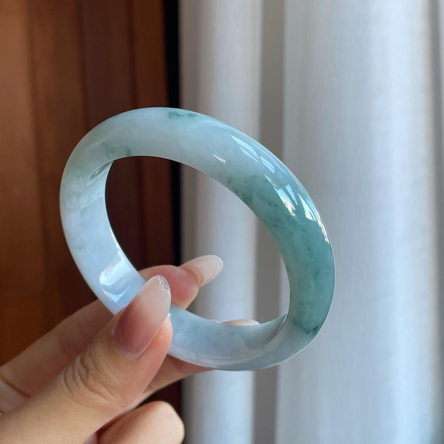 糯冰飘花翡翠平安镯（58.6mm）（yc266507）