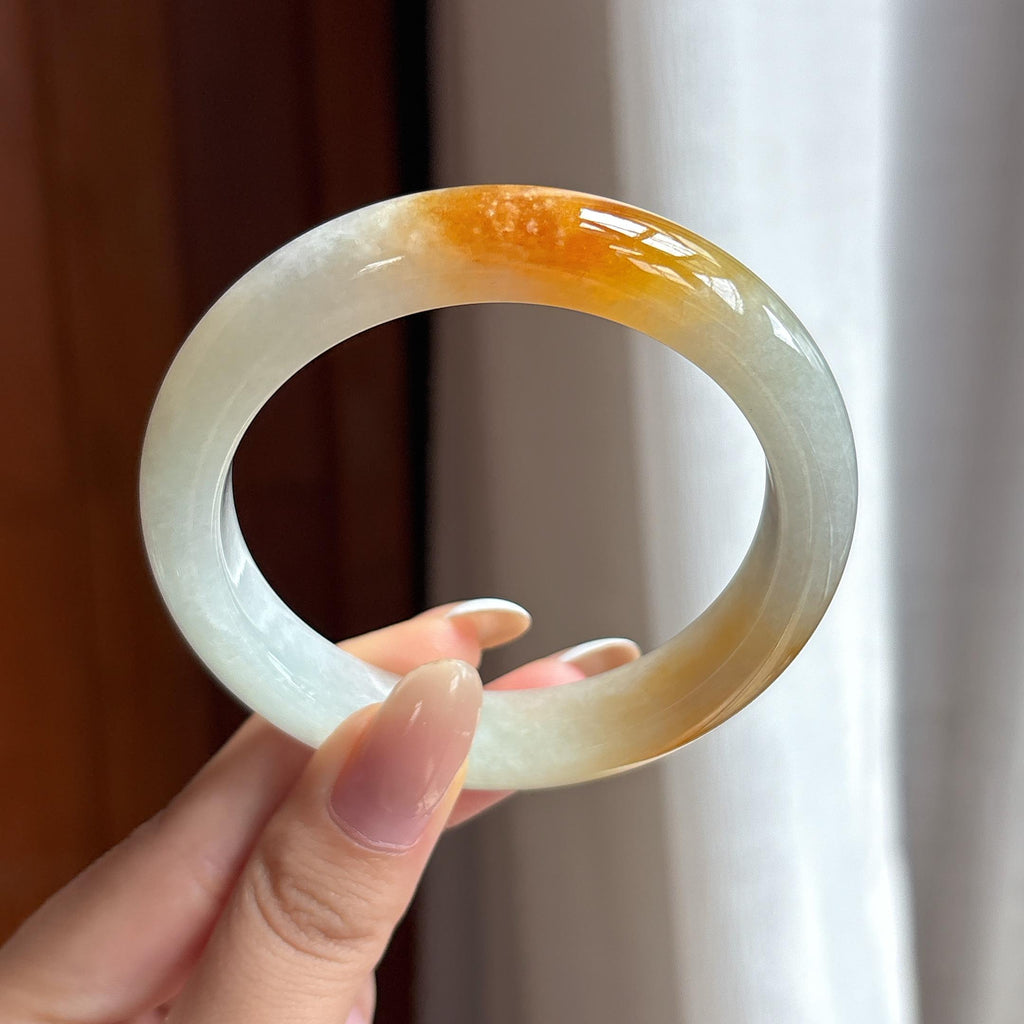 糯冰黄翡翡翠平安镯（57mm)（yc411300）