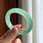 冰种湖水绿飘花翡翠平安镯 55圈天然缅甸A货翡翠（yc438508）