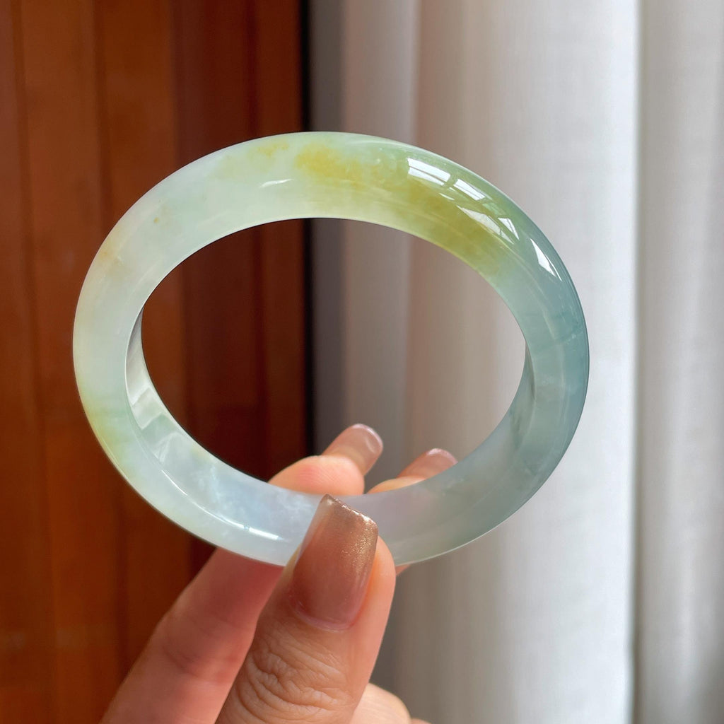 冰种黄翡翡翠平安镯（58mm）（yc363433）