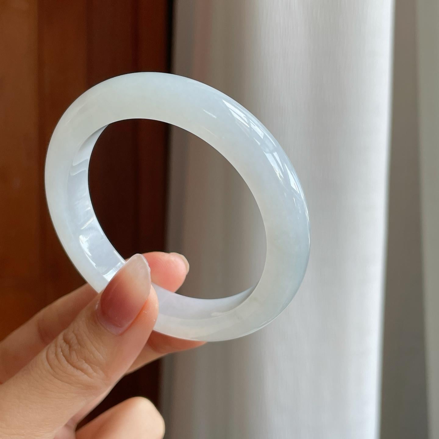糯冰无色翡翠平安镯（53.7mm）（yc311406）