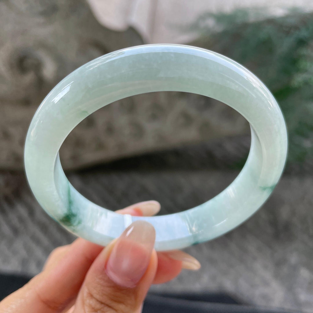 细糯种飘花正圈平安镯57.2圈    天然缅甸A货翡翠（yc351368）