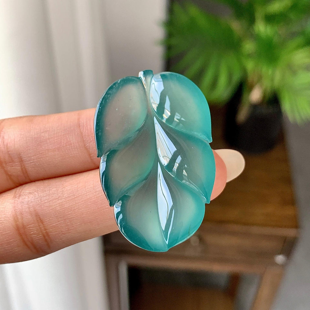 冰种淡蓝水叶子挂件（yc248219）