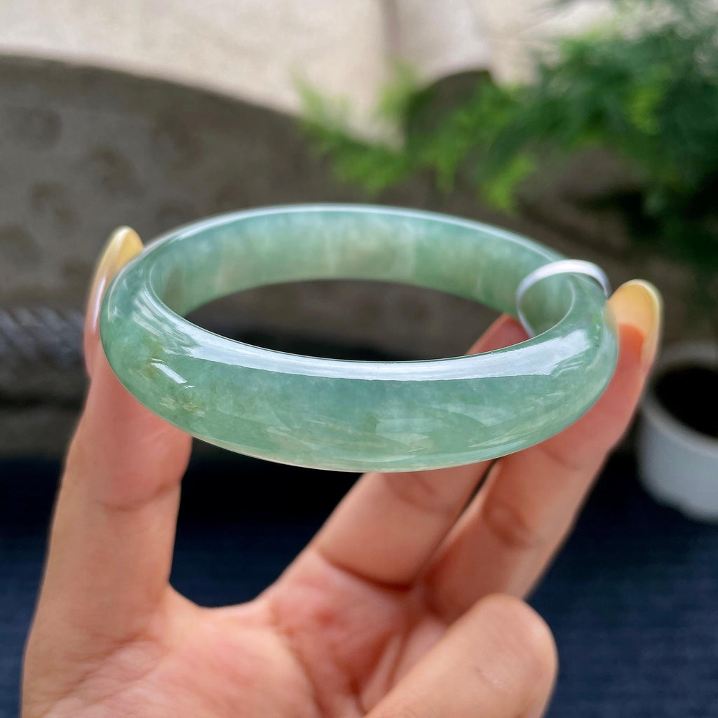 细糯种油青色正圈平安镯56.7圈 天然缅甸A货翡翠（yc489141）