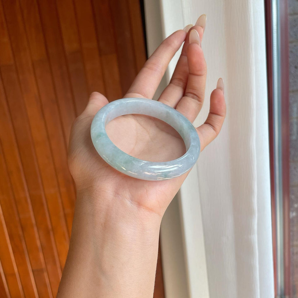 糯冰淡晴底飘花翡翠平安镯（56mm）（yc269667）