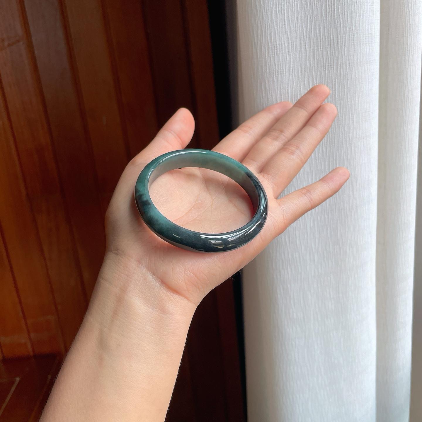 糯冰乌鸡翡翠平安镯（57.8mm）（yc397216）