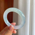 冰种白月光翡翠圆条手镯（52mm)（yc386431）