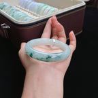糯冰飘花正圈翡翠手镯（56mm）（yc017393）