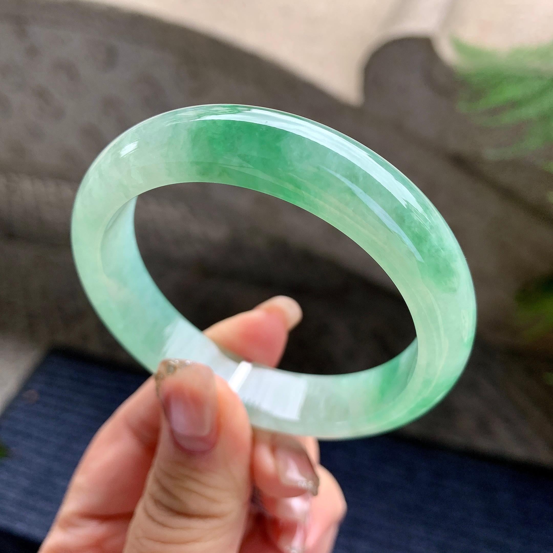 糯冰种飘花平安镯（54.4mm）（yc297181）