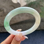 大圈口细糯种多彩圆条手镯58.1圈      天然缅甸A货翡翠（yc421210）