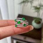 18k金钻镶冰种满绿蛋面戒指（yc304238）