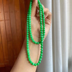 糯冰阳绿翡翠珠串项链（yc363636）