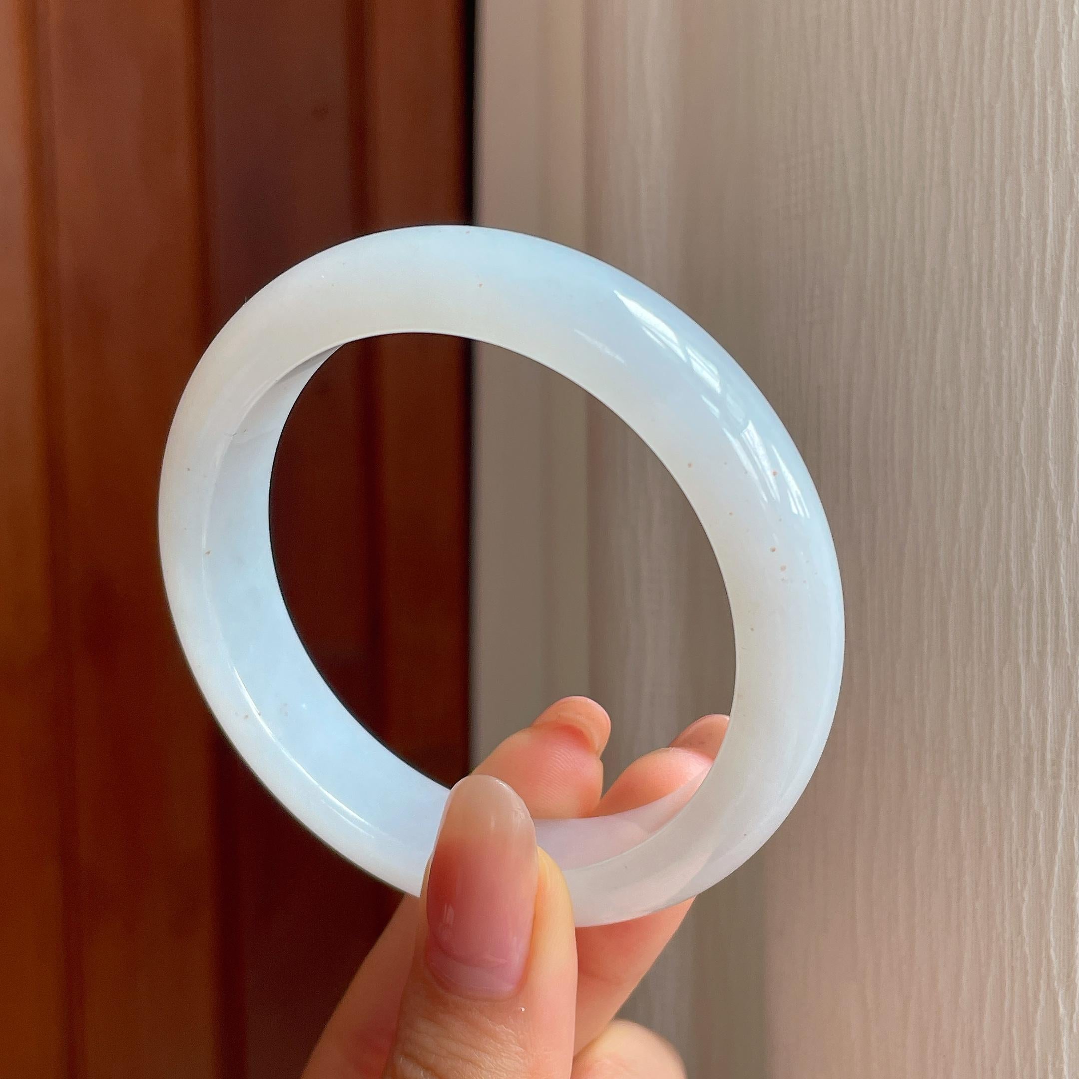 冰种白月光翡翠平安镯（54.6mm)（yc348681）
