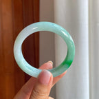 糯冰带色翡翠平安镯（52.8mm)（yc386423）