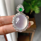 18k金钻镶冰种无色蛋面吊坠（yc255600）