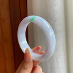 糯冰带色宽版翡翠平安镯（57mm）（yc365768）
