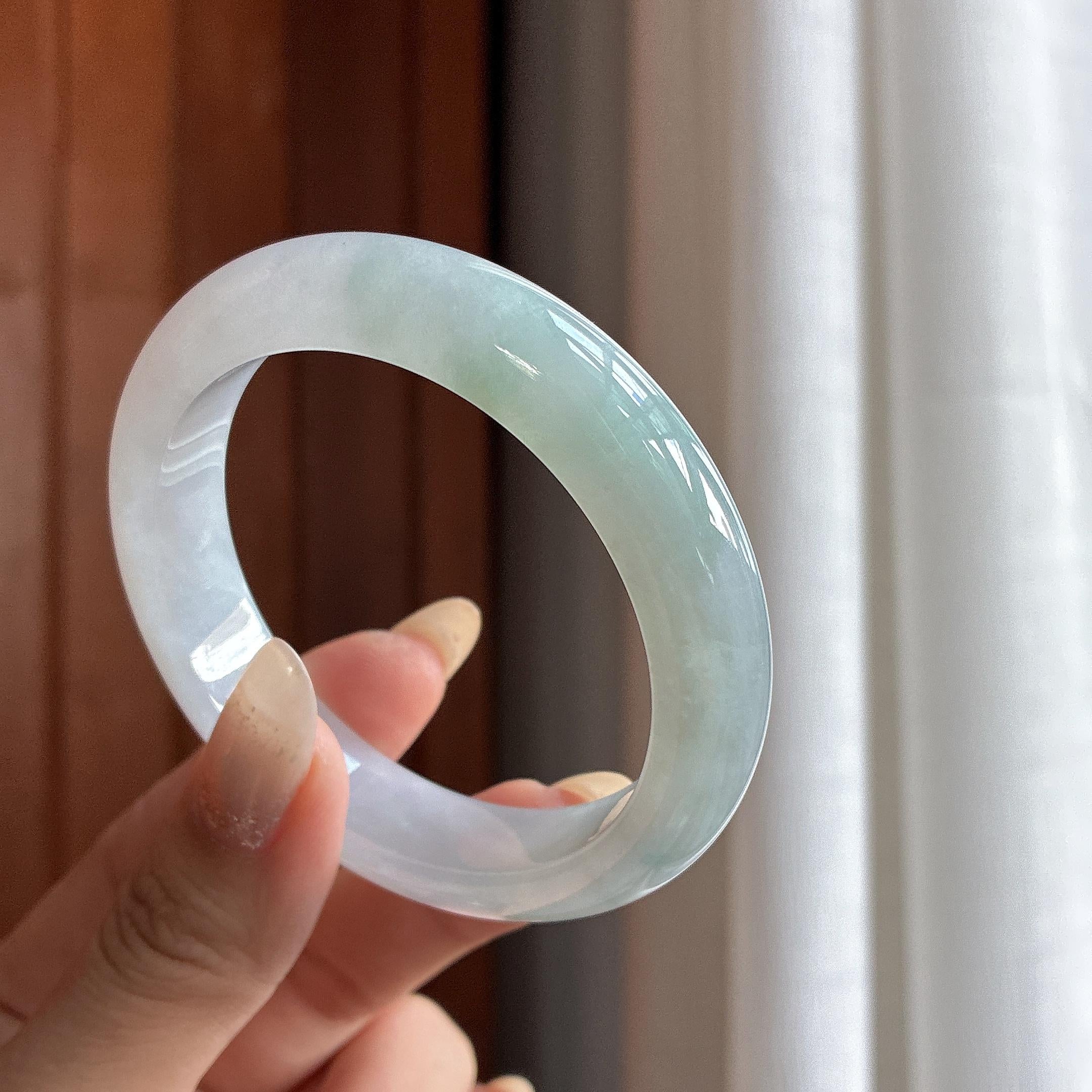 糯冰飘花晴底手镯55.圈天然缅甸A货翡翠（yc484534）