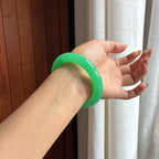 胖圆条 冰种满阳绿圆条手镯 57圈 天然缅甸A货翡翠（yc454255）