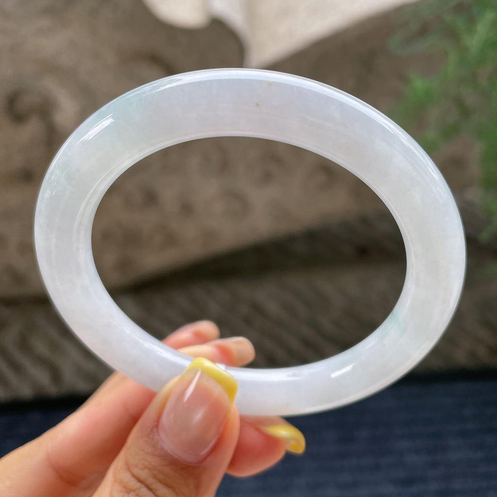 小细条     细糯种飘花圆条手镯57.1圈          天然缅甸A货翡翠（yc381946）