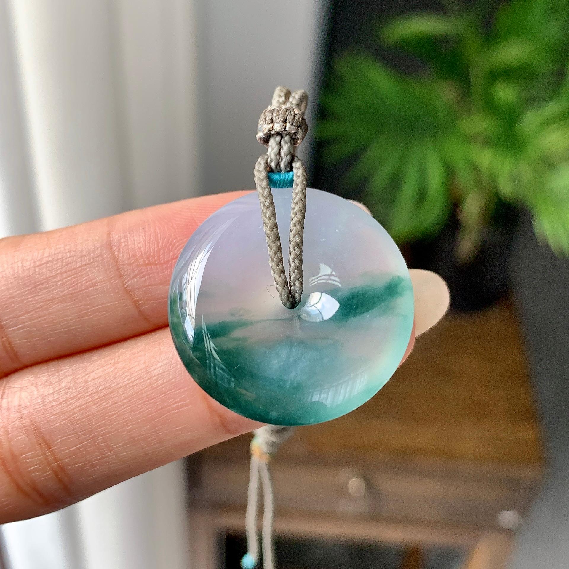 糯冰种飘花平安扣吊坠（yc245075）