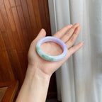 糯冰春带彩翡翠平安镯（54mm)（yc316585）