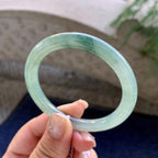 细糯种油青底飘花圆条手镯53.3圈口  天然缅甸A货翡翠（yc457008）
