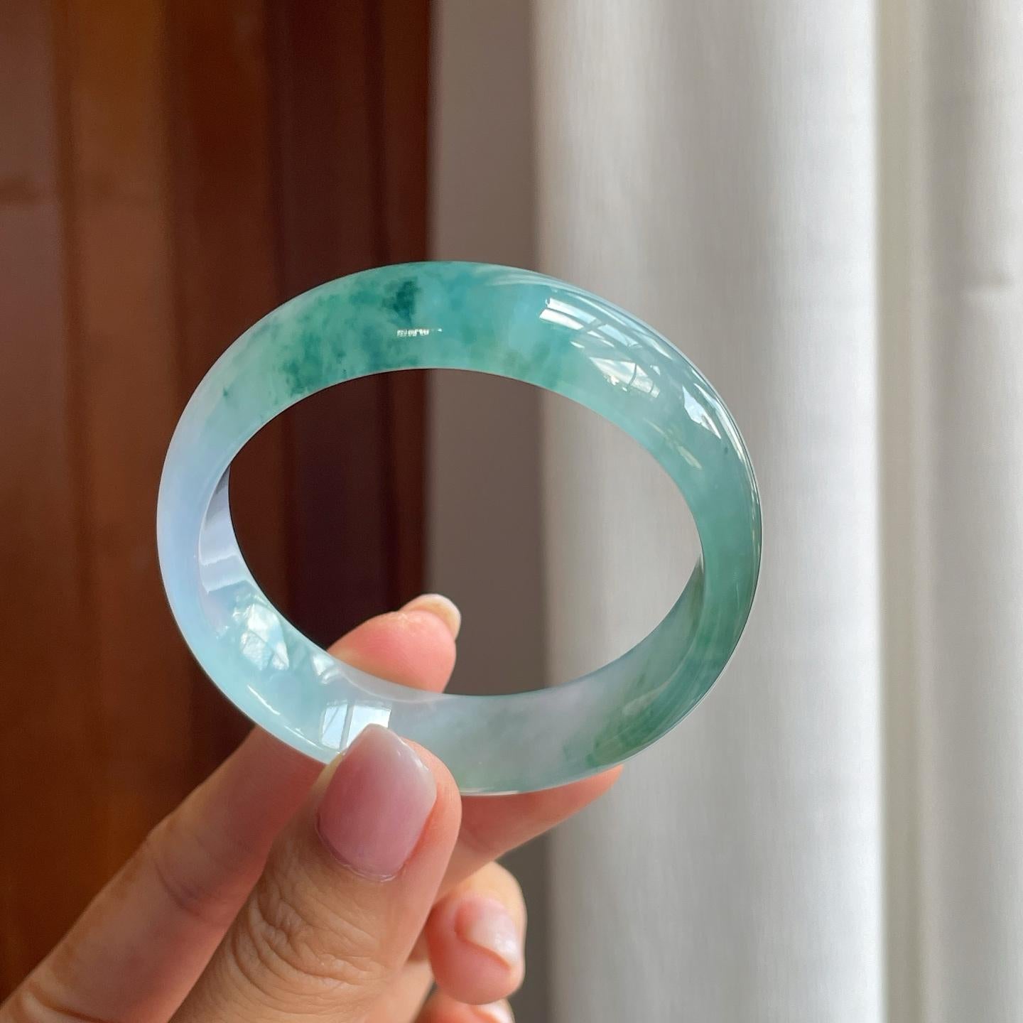 冰种飘花宽版翡翠贵妃镯（58mm)（yc382827）