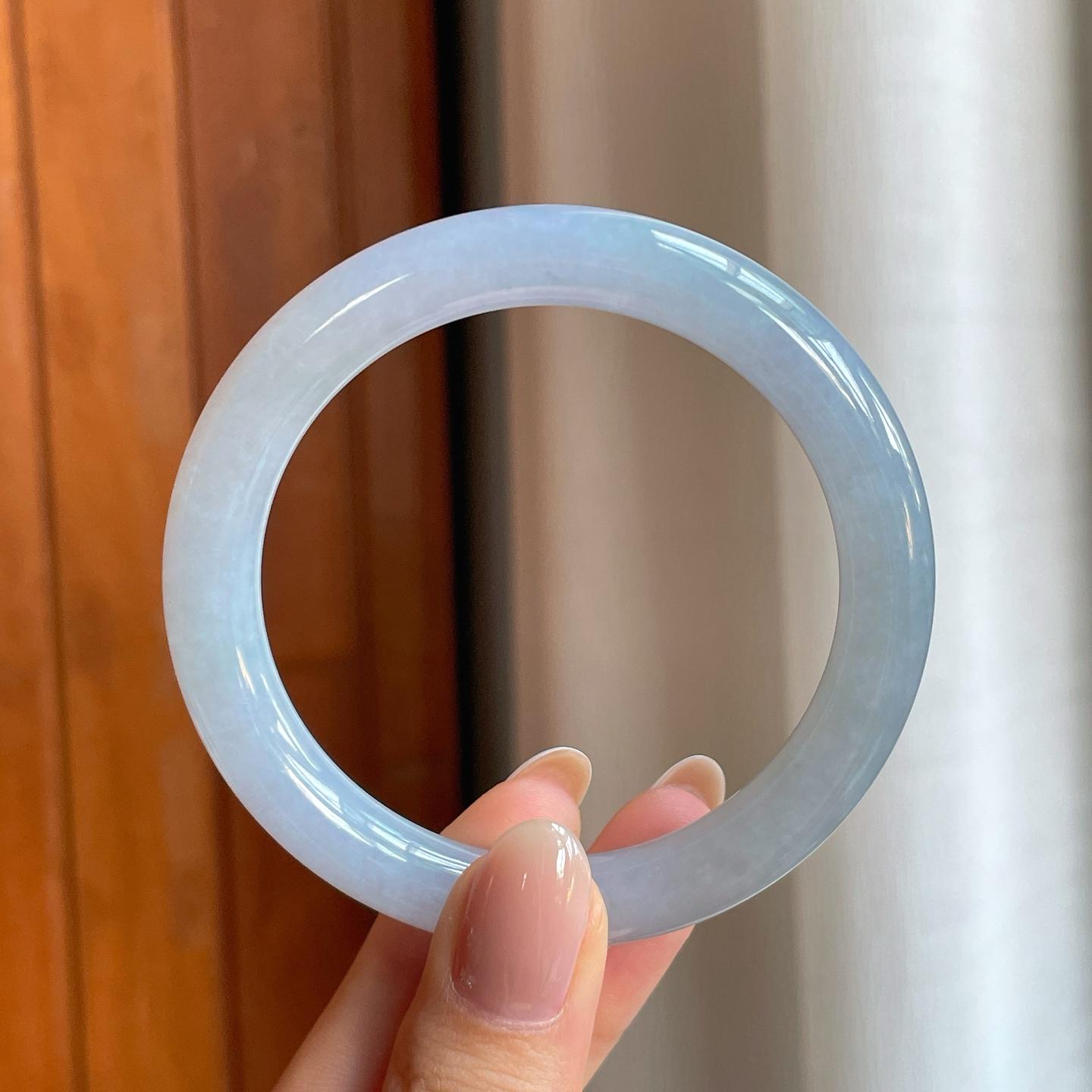 糯冰紫罗兰翡翠圆条手镯（55mm)（yc373308）