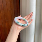 糯冰飘花翡翠平安镯（61mm)（yc370291）
