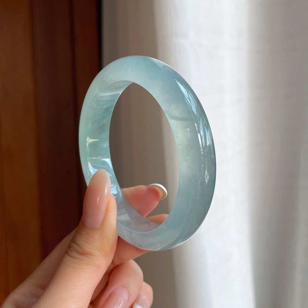 冰种晴底翡翠平安镯（54.6mm)（yc416423）