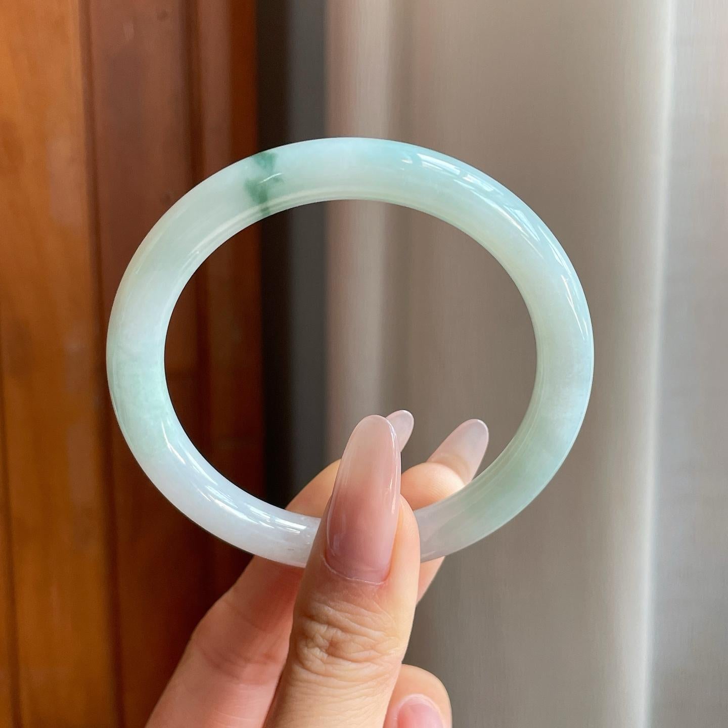 糯冰晴底飘花翡翠美人条手镯（56.8mm）（yc283253）