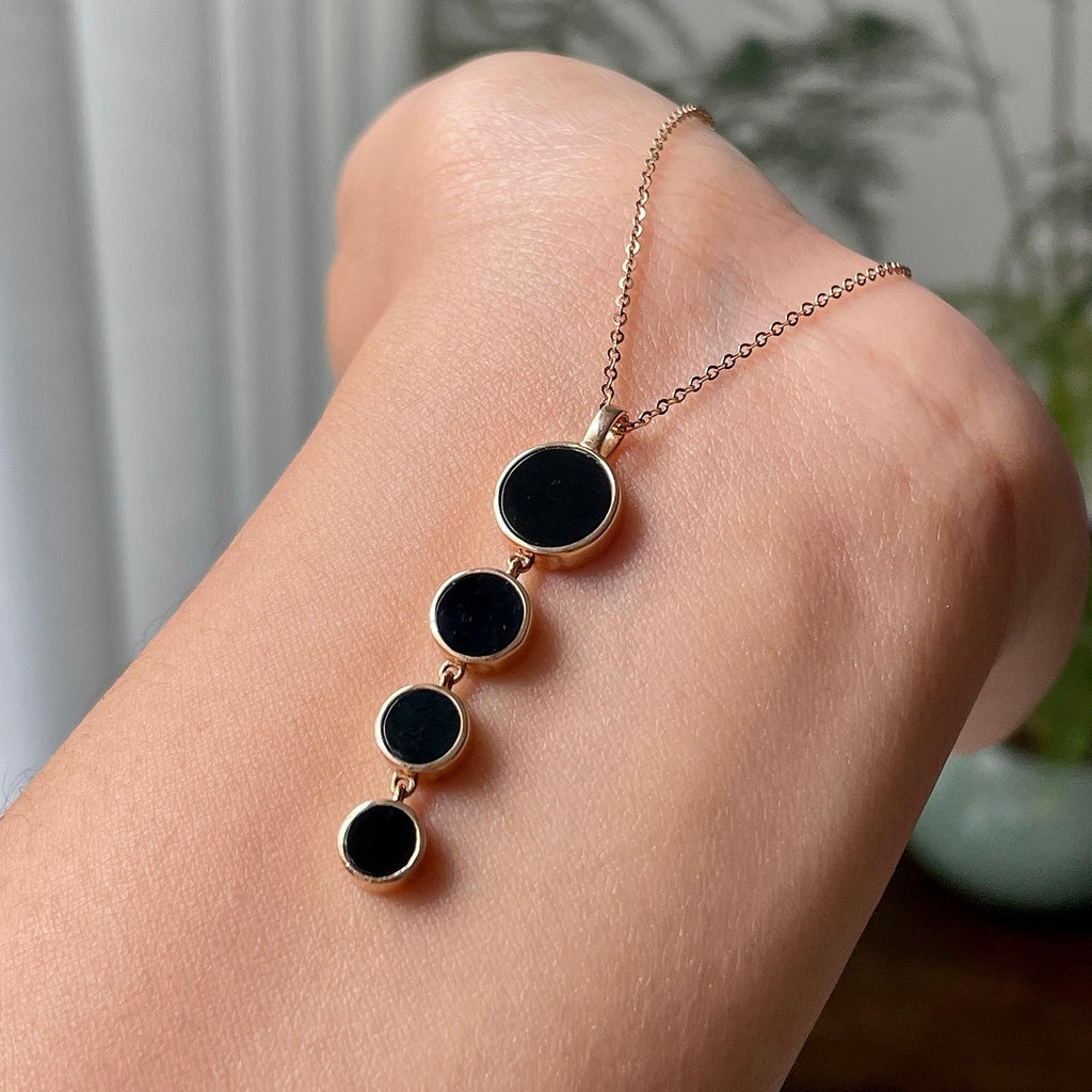 18k金镶细糯种墨翠圆牌项链    天然缅甸A货翡翠（yc332465）